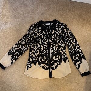 New York & Company Black and Cream Bomber Jacket